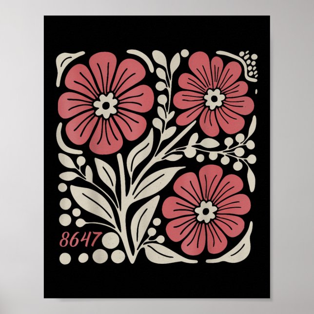 8647 Subtle Trump 86 47 Floral Boho Style  Poster (Front)