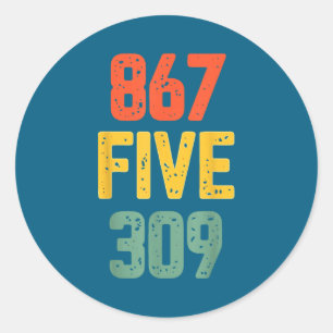 867 Five 309 Retro Music Number Funny 80s Throwbac Classic Round Sticker