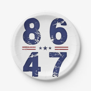 86 47 Anti Trump 8647 Retro Vintage Style Paper Plate