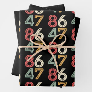 86 47 Anti Trump Vintage 80s Retro Style Wrapping Paper Sheet