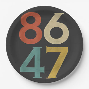 86 47 Dump Trump Cool Retro Anti-Trump  Paper Plate