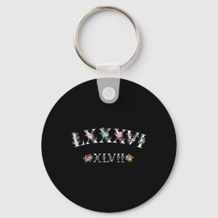 86 47 Roman Numerals Floral 8647 Subtle Anti Trump Key Ring
