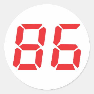 86 eighty-six red alarm clock digital number classic round sticker
