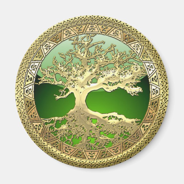 [86] Golden Celtic Tree of Life [3D] Magnet (Front)