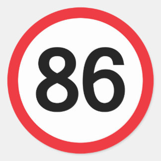86 speed limit classic round sticker