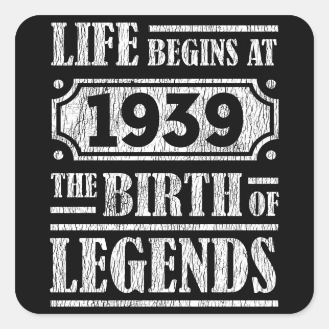 86 Year Old 1939 Birth Of Legend 86th Birthday Square Sticker (Front)