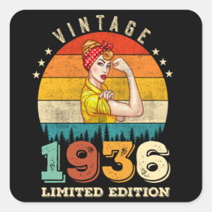 86 Year Old Bday 1936 Vintage 86th Birthday Women Square Sticker