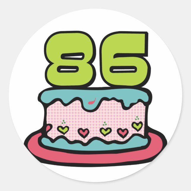 86 Year Old Birthday Cake Classic Round Sticker (Front)
