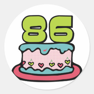 86 Year Old Birthday Cake Classic Round Sticker
