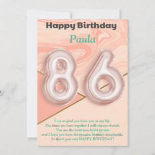 86 year old girls Happy Birthday card