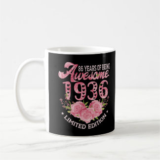 86 Year Old Pink Vintage 1936 bday gift 86th Birth Coffee Mug