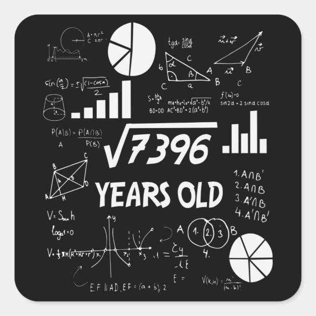 86 Years Old Bday Math Teacher 86th Birthday Gift Square Sticker (Front)
