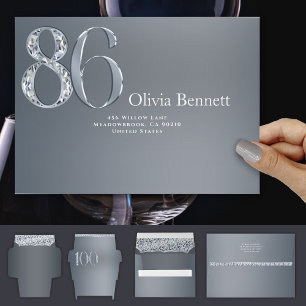 86th Anniversary Diamond Number Eighty Six Silver  Envelope
