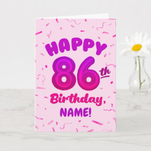 86th Balloon Number Custom Name Birthday Card