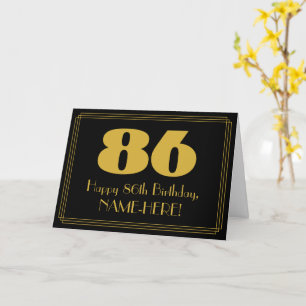 86th Birthday: Art Deco Inspired Look "86" & Name Card