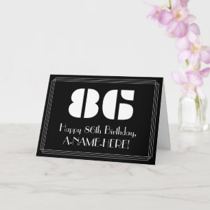 86th Birthday: Art Deco Inspired Look "86" & Name Card