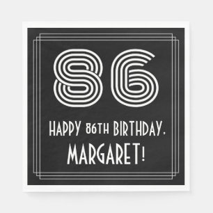 86th Birthday: Art Deco Inspired Look "86" + Name Napkin