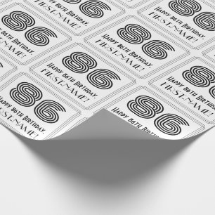 86th Birthday: Art Deco Inspired Style "86" + Name Wrapping Paper