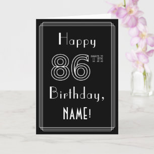 86th Birthday: Art Deco Style # 86 & Custom Name Card
