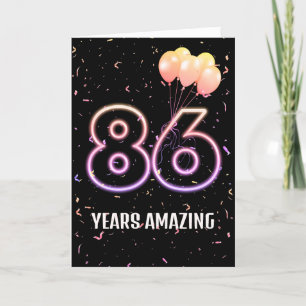 86th Birthday Balloons and Confetti Card