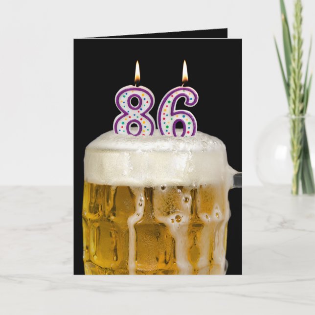 86th Birthday Beer on black Card (Front)