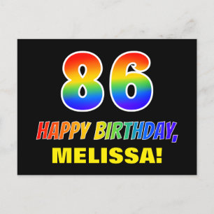 86th Birthday: Bold, Fun, Simple, Rainbow 86 Postcard