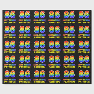 86th Birthday: Bold, Fun, Simple, Rainbow 86 Wrapping Paper