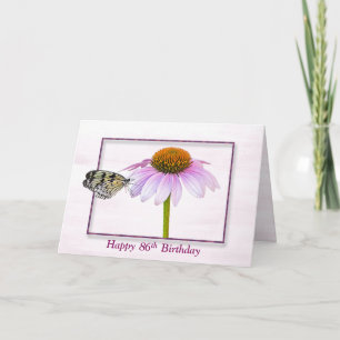 86th Birthday Butterfly on Cone Flower Card