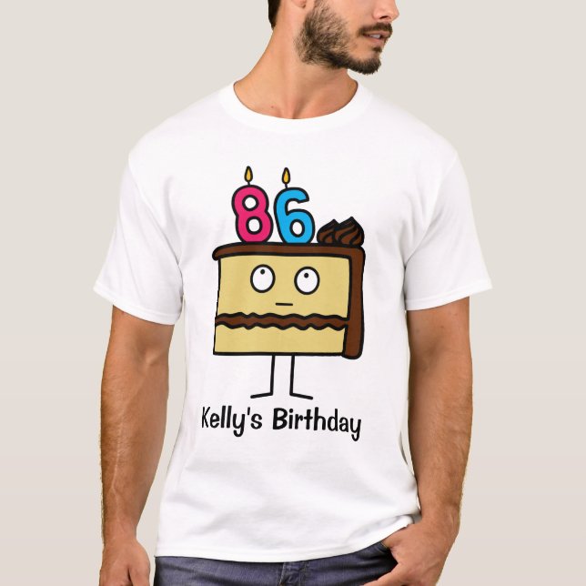 86th Birthday Cake with Candles T-Shirt (Front)