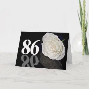 86th Birthday Card with a classic white rose