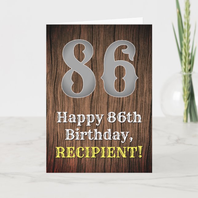86th Birthday: Country Western Inspired Look, Name Card (Front)