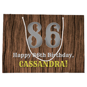 86th Birthday: Country Western Inspired Look, Name Large Gift Bag