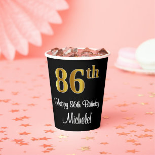 86th Birthday - Elegant Luxurious Faux Gold Look # Paper Cups
