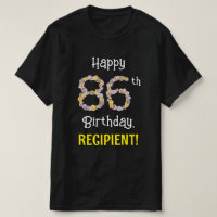 86th Birthday: Floral Flowers Number “86” + Name