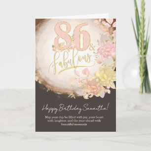 86th Birthday Floral Photo Personalized Greeting Card