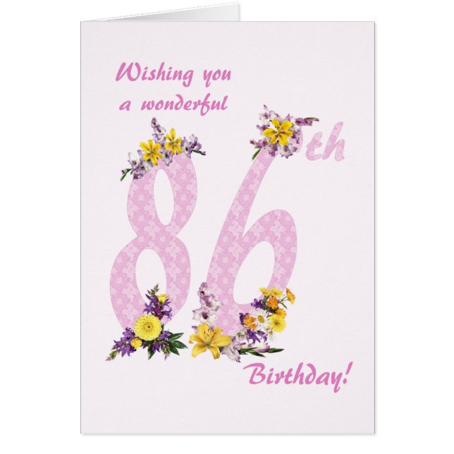 86th Birthday Flower Decorated Numbers (Front)