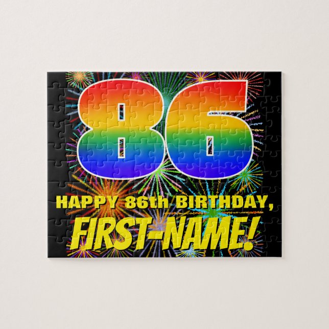 86th Birthday: Fun, Colourful Celebratory Firework Jigsaw Puzzle (Horizontal)