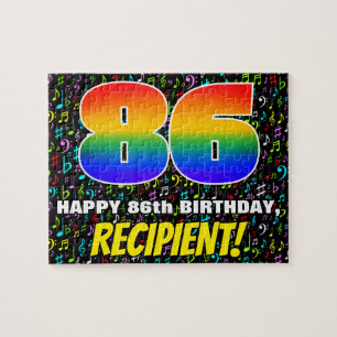 86th Birthday — Fun, Colourful Music Symbols & “86 Jigsaw Puzzle