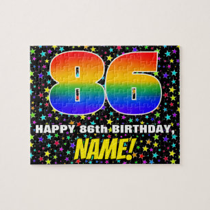 86th Birthday — Fun, Colourful Star Field Pattern Jigsaw Puzzle