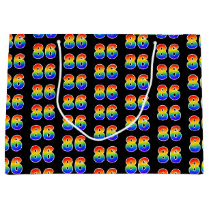 86th Birthday: Fun Rainbow Event Number 86 Pattern Large Gift Bag