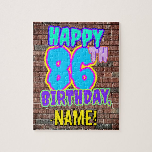 86th Birthday ~ Fun, Urban Graffiti Inspired Look Jigsaw Puzzle (Vertical)