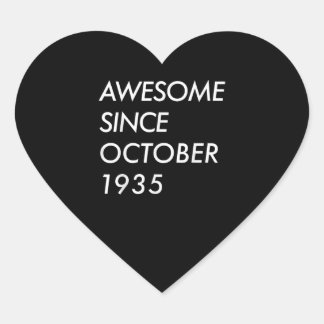 86th Birthday Gift | Awesome Since October 1935 Heart Sticker