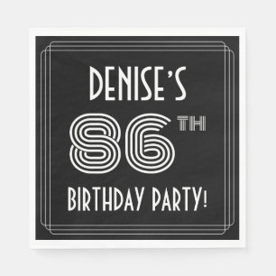 86th Birthday Party: Art Deco Style + Custom Name Napkin