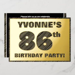 86th Birthday Party — Bold, Faux Wood Grain Text