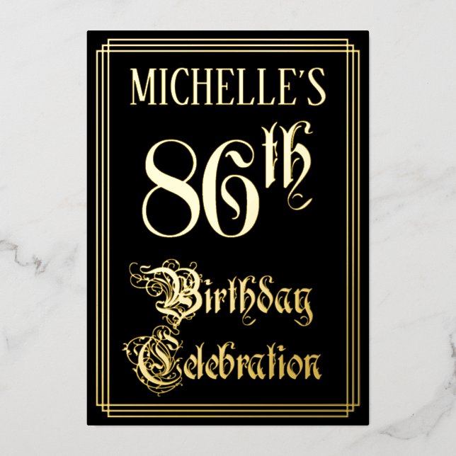 86th Birthday Party — Fancy Script & Custom Name (Front)