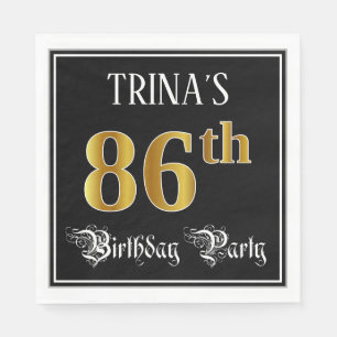 86th Birthday Party — Fancy Script, Faux Gold Look Napkin