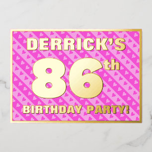 86th Birthday Party — Fun Pink Hearts and Stripes