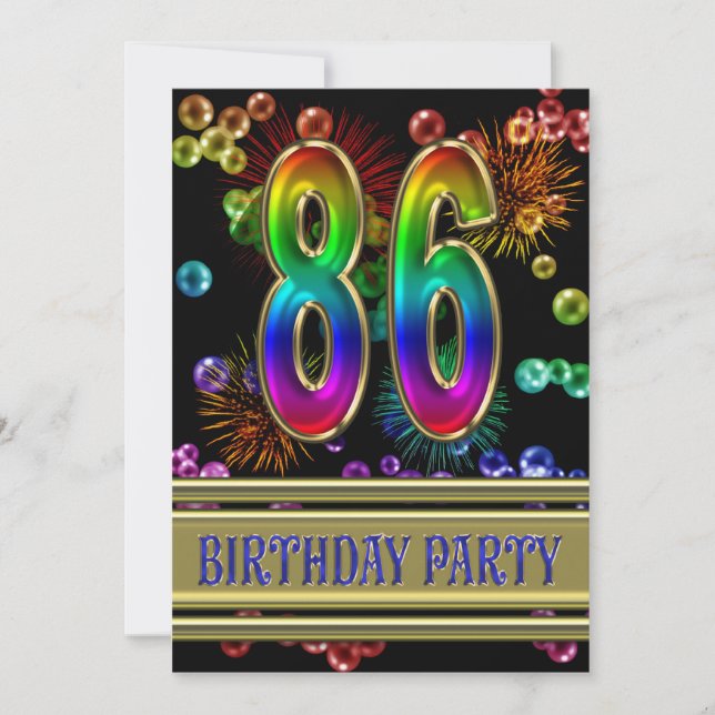 86th Birthday party Invitation with bubbles (Front)