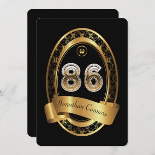 86th,birthday party woman man,elegant colour invitation
