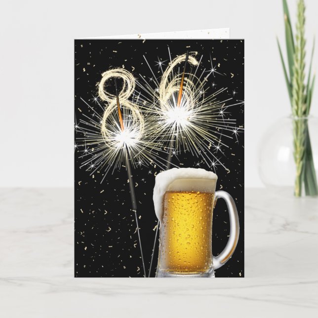 86th Birthday Sparklers With Beer Mug Card (Front)